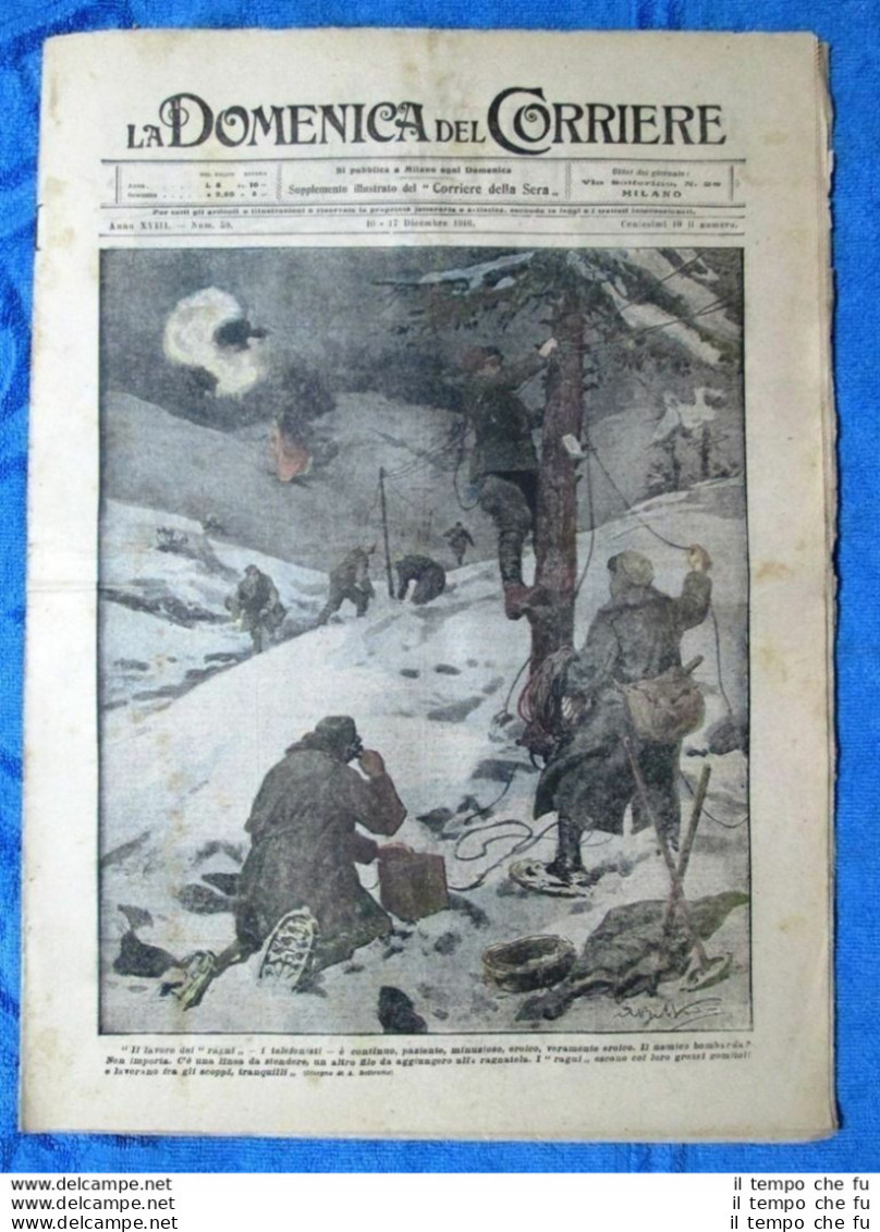 La Domenica Del Corriere 17 Dicembre 1916 WW1 Ragni - Zeppelin - Wilson - Other & Unclassified