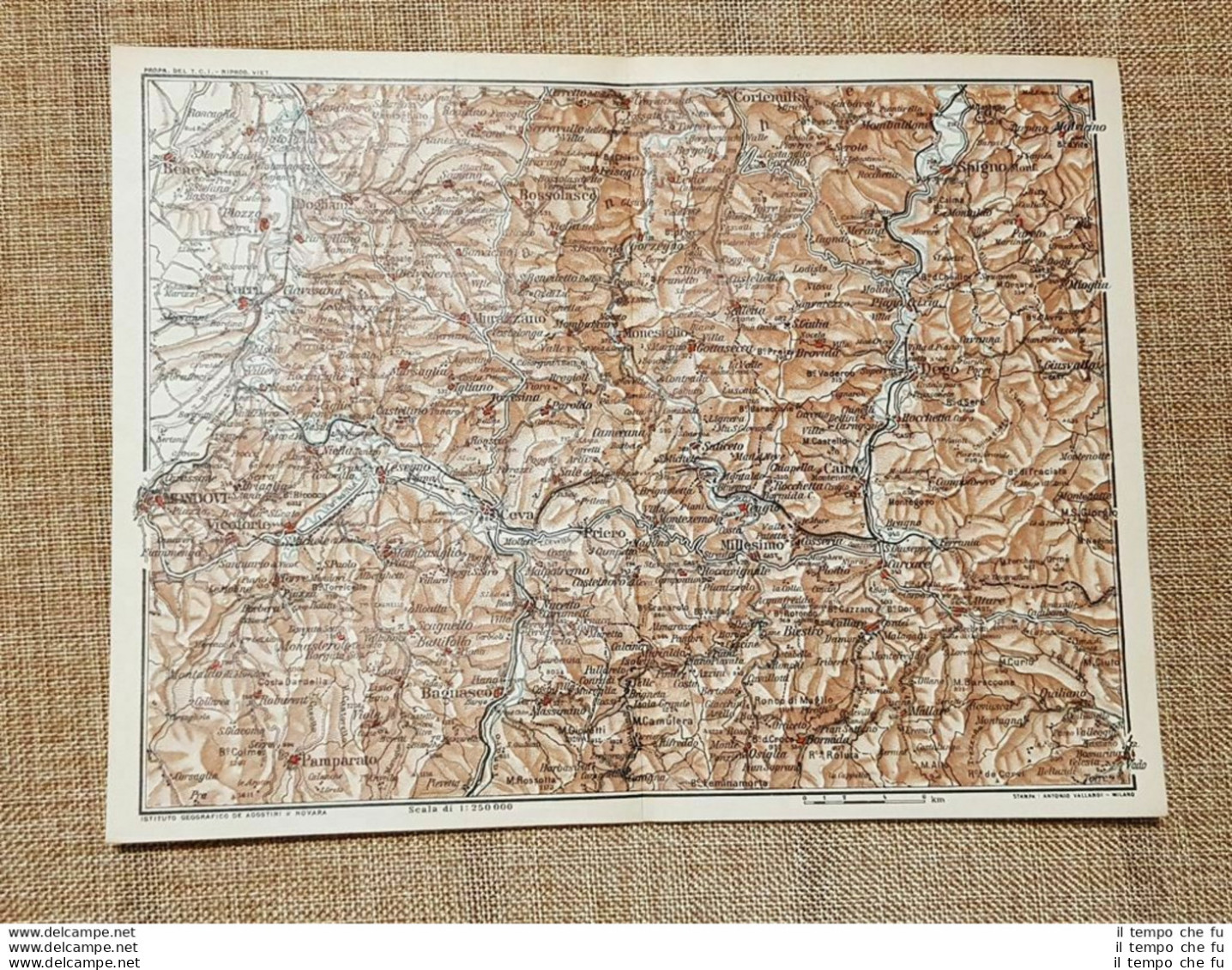 Carta Geografica O Cartina Del 1914 Mondovì Vicoforte Bagnasco Piemonte T.C.I. - Landkarten