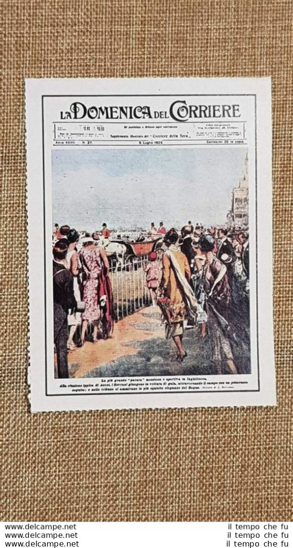Figurina Originale La Domenica Del Corriere 1925 Ascot Riunione Ippica U.K. - Otros & Sin Clasificación