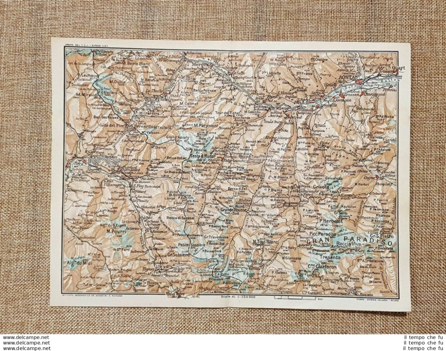Carta Geografica O Cartina Del 1914 Gran Paradiso Ouart Valle D'Aosta T.C.I. - Landkarten