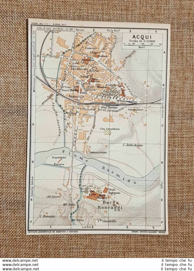 Pianta O Piantina Del 1914 La Città Di Acqui Piemonte T.C.I. - Landkarten