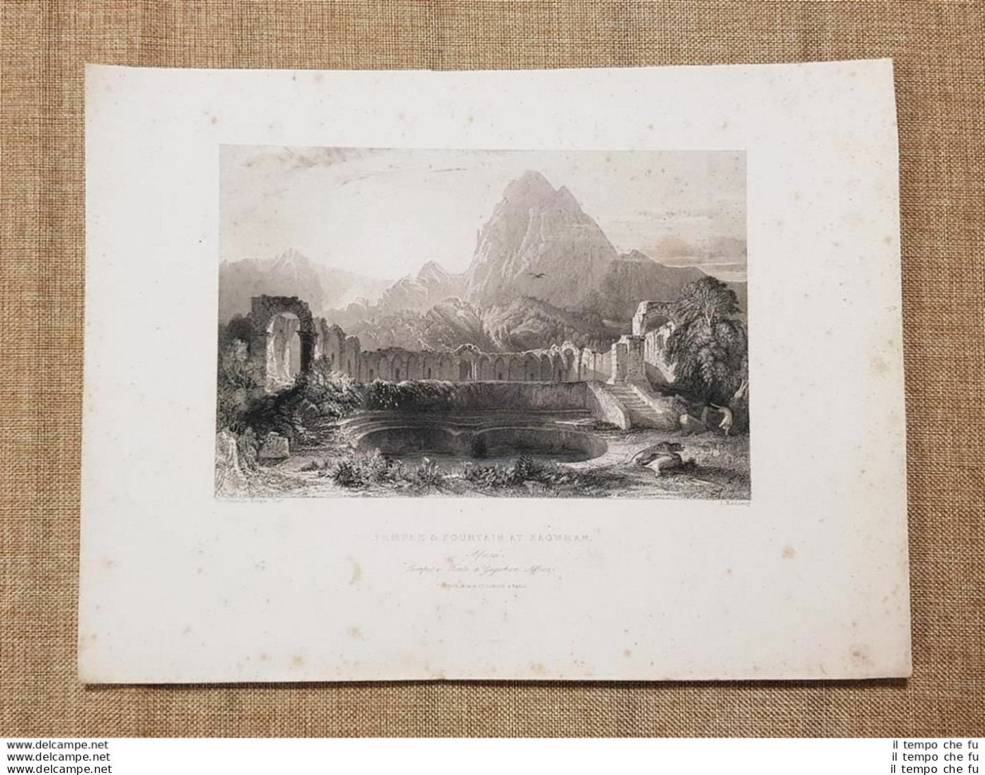 Il Tempio E La Fonte Di Zaghouan Tunisia Africa Incisione Del 1841 - Avant 1900
