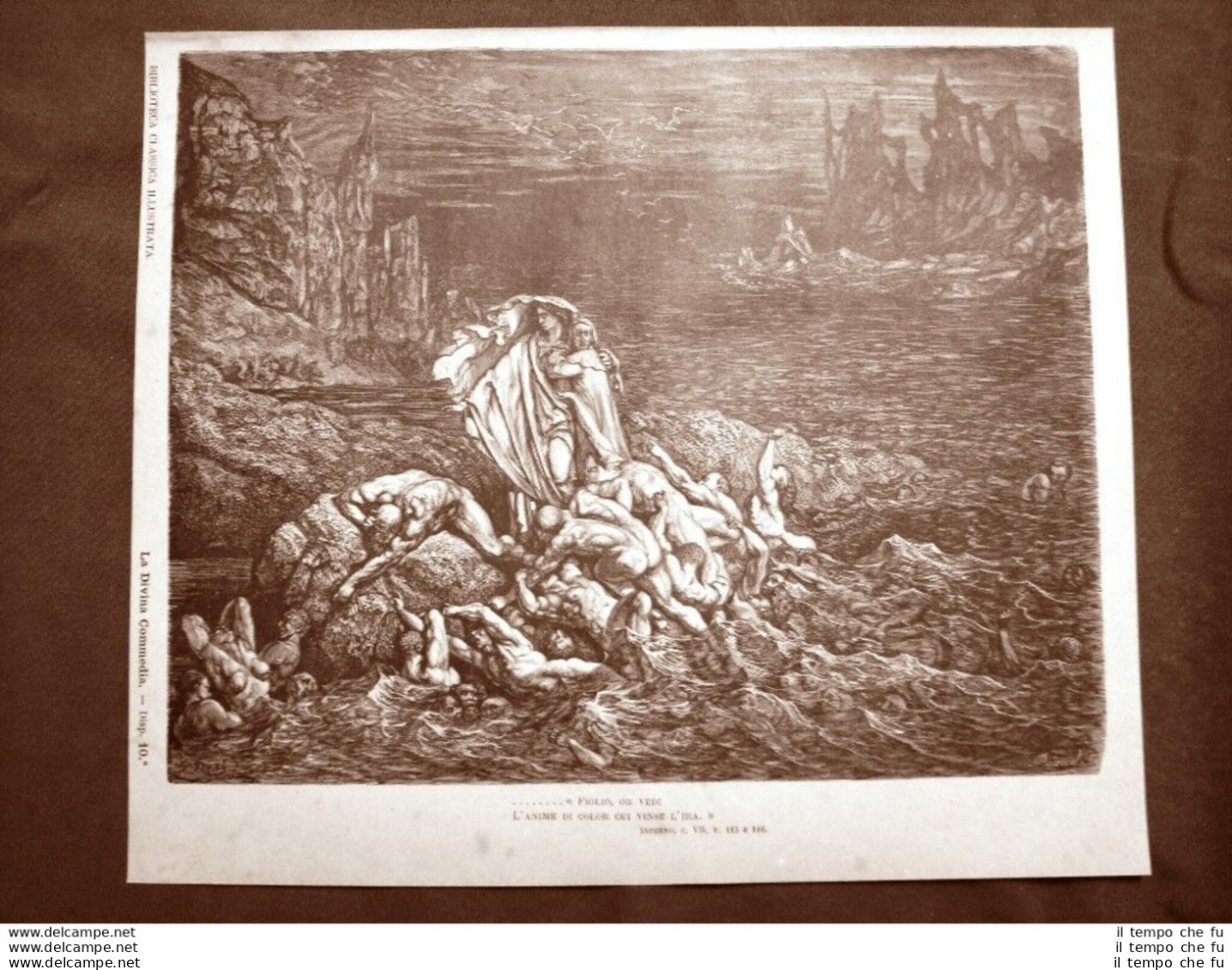 Incisione Di Gustave Dorè Del 1890 Stige E Iracondi Divina Commedia Inferno - Before 1900