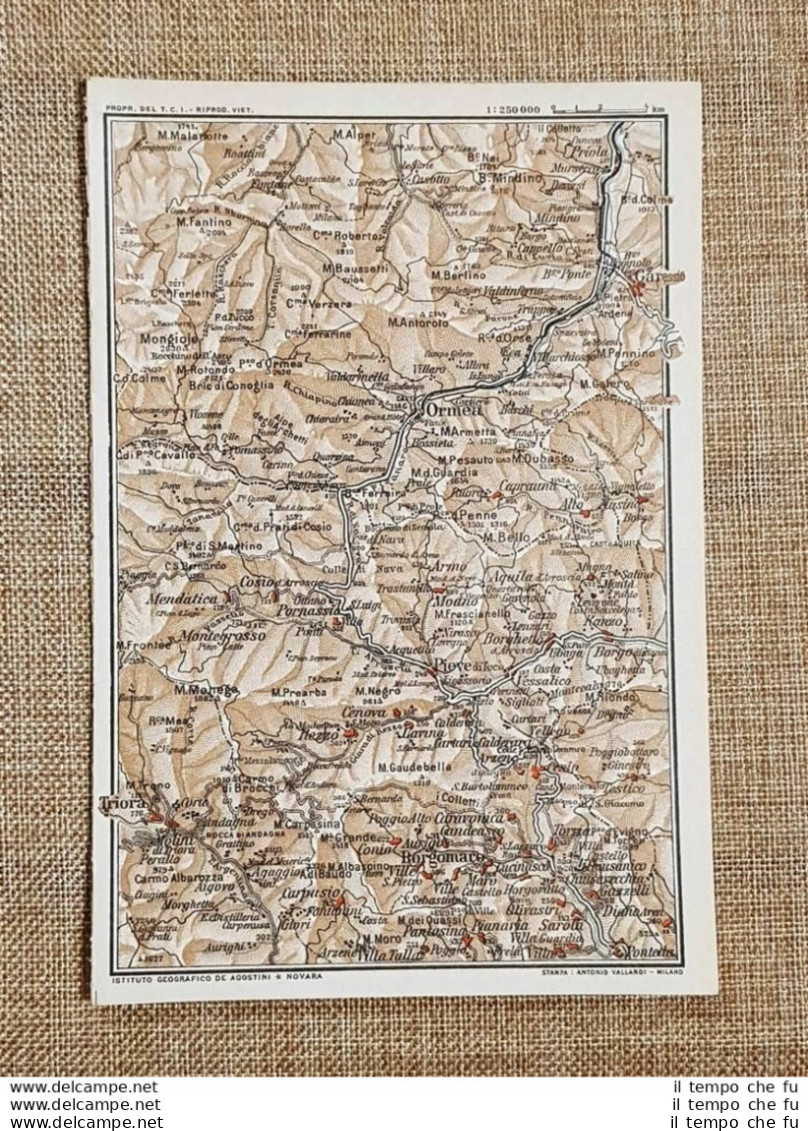 Carta Geografica O Cartina Del 1914 Ormea M. Antoroto Gaudebella Piemonte T.C.I. - Geographical Maps