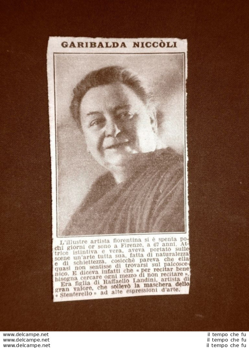 Garibalda Niccoli Artista Di Firenze Morta Nel 1929 - Altri & Non Classificati