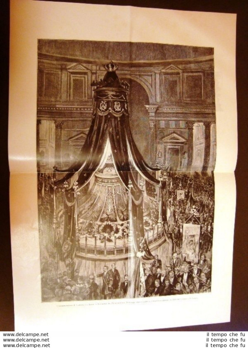 Roma Nel 1901 Commemorazione Re Umberto I Di Savoia Corteo Al Tumulo Al Pantheon - Other & Unclassified