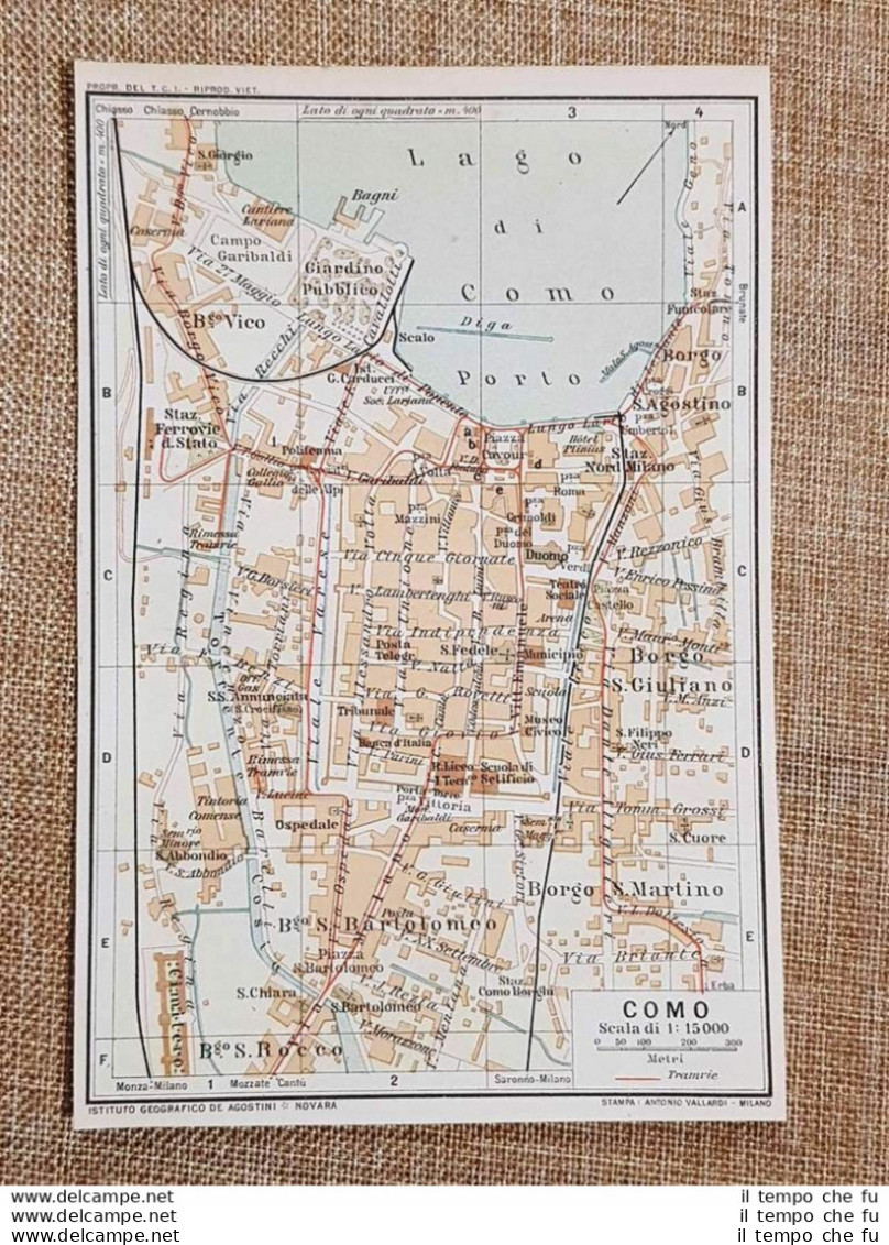 Pianta O Piantina Del 1960  La Città Di Como Lombardia T.C.I. - Carte Geographique
