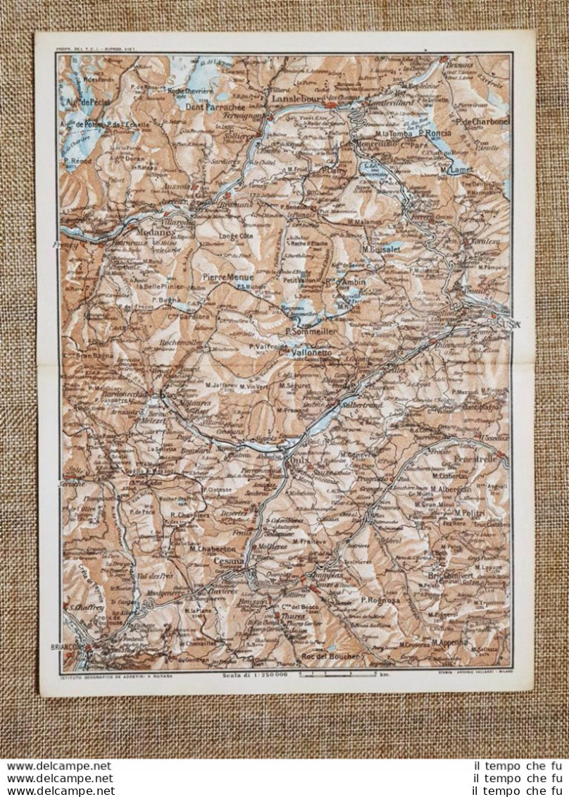 Carta Geografica O Cartina Del 1914 Cima Del Vallonetto Oulx Cesana Piemonte TCI - Mapas Geográficas