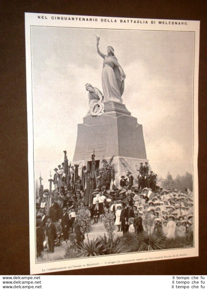 13 Giugno 1909 Per I 50 Anni Della Battaglia Di Melegnano Commemorazione Ossario - Otros & Sin Clasificación