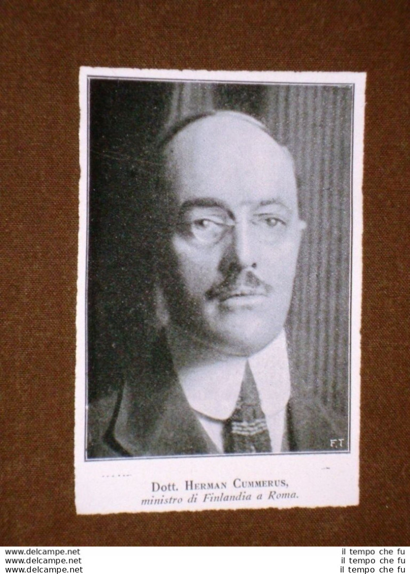 Il Dottor Herman Cummerus Nel 1920 Ministro Della Finlandia A Roma - Autres & Non Classés