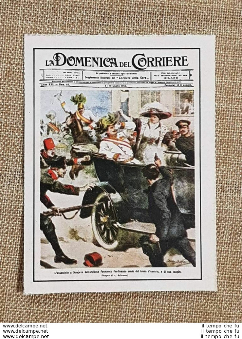 Figurina Originale La Domenica Del Corriere 1914 Attentato Di Sarajevo WW1 - Altri & Non Classificati