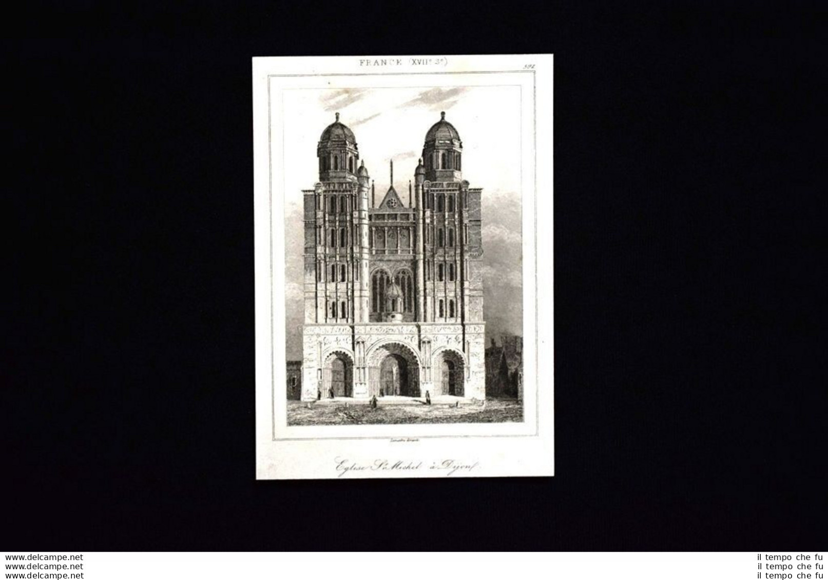 Eglise St. Michel à Dijon, France Incisione Del 1850 L'Univers Pittoresque - Before 1900