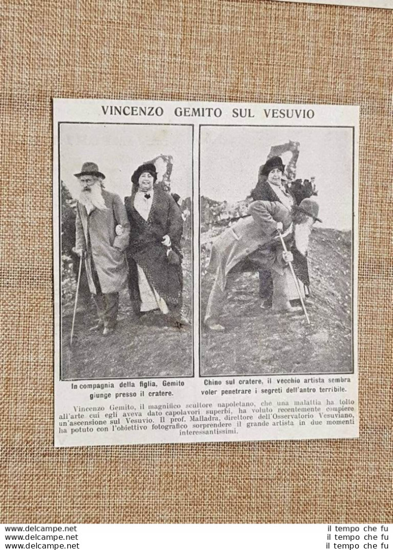 Lo Scultore Vincenzo Gemito Con La Figlia Sul Vulcano Vesuvio Nel 1916 Napoli - Andere & Zonder Classificatie