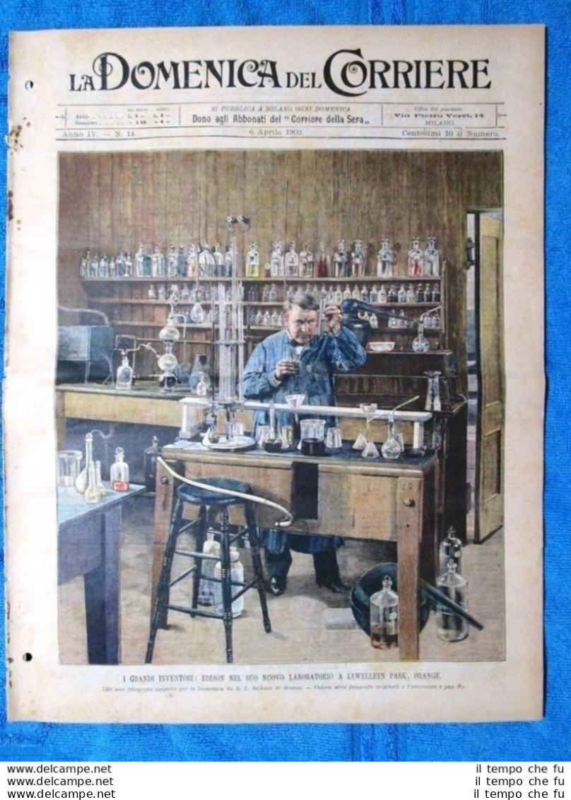 La Domenica Del Corriere 6 Aprile 1902 Lewelleyn Park - Belgio - Edison - Sonstige & Ohne Zuordnung