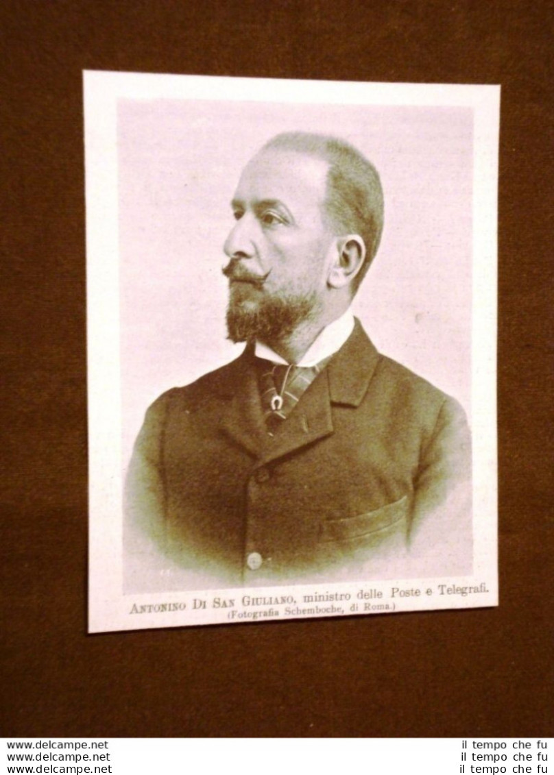 Antonino Paternò-Castello Nel 1899 6° Marchese Di San Giuliano Ministro Poste - Before 1900