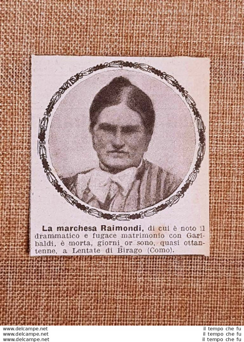 Birago 27 Aprile 1918 Morte Della Marchesa Giuseppina Raimondi Moglie Garibaldi - Other & Unclassified