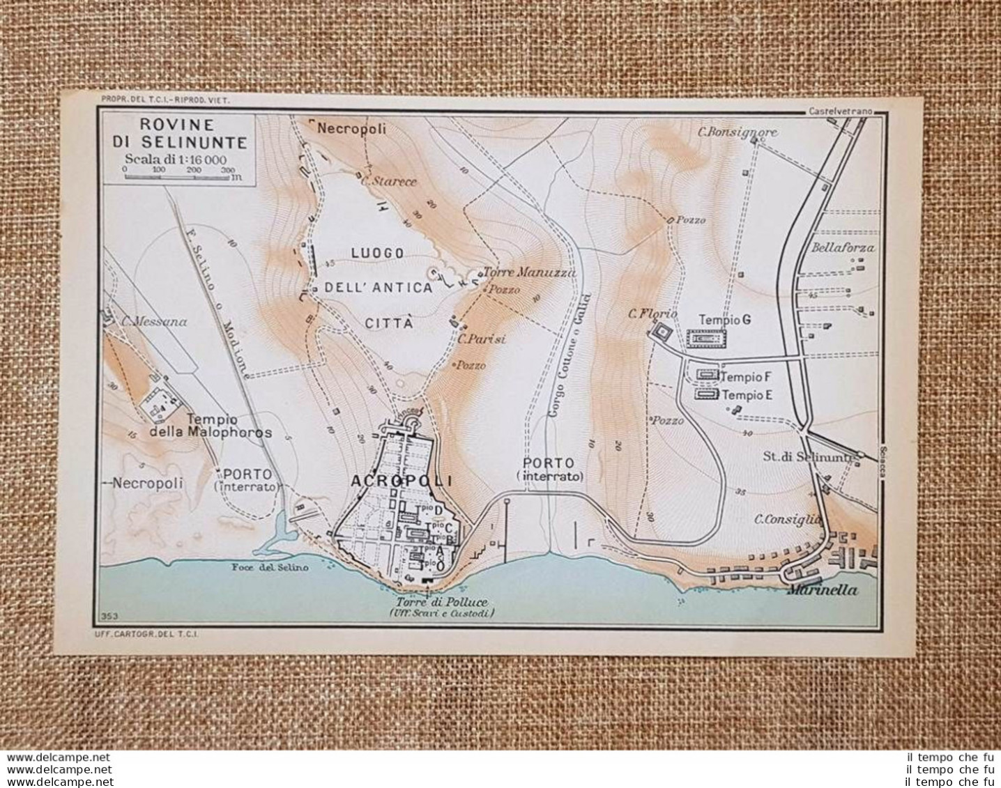 Carta O Cartina Del 1953 Le Rovine Di Selinunte Castelvetrano Sicilia T.C.I. - Carte Geographique