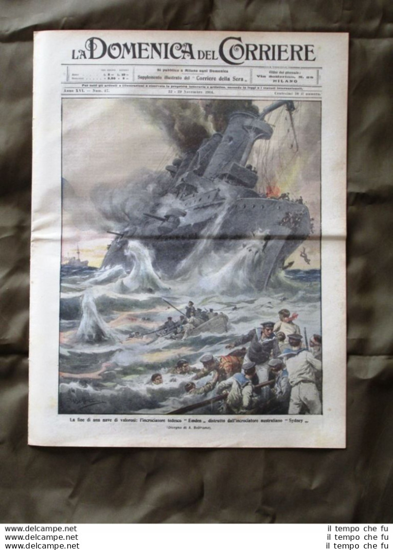 La Domenica Del Corriere 22 Novembre 1914 Incrociatore Militare Re Alberto - Other & Unclassified