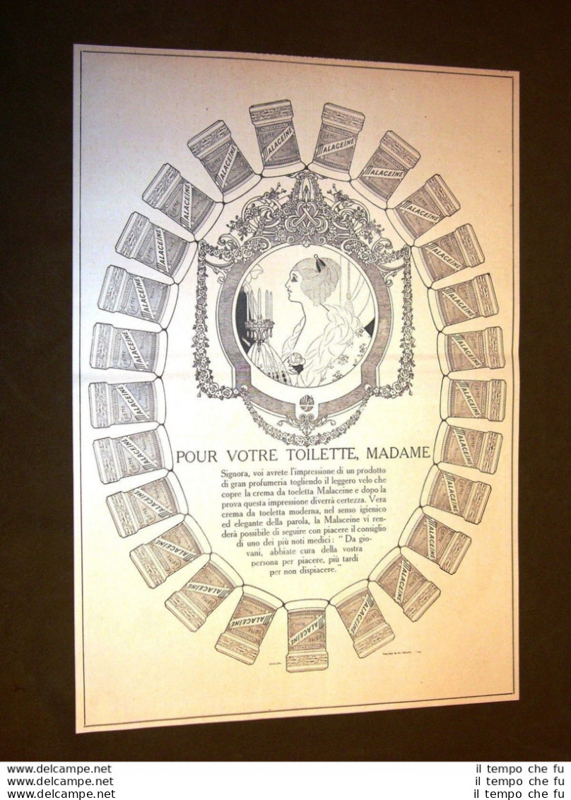 Pubblicità D'epoca Dei Primi Del '900 Profumo E Cosmetici Malaceine - Altri & Non Classificati