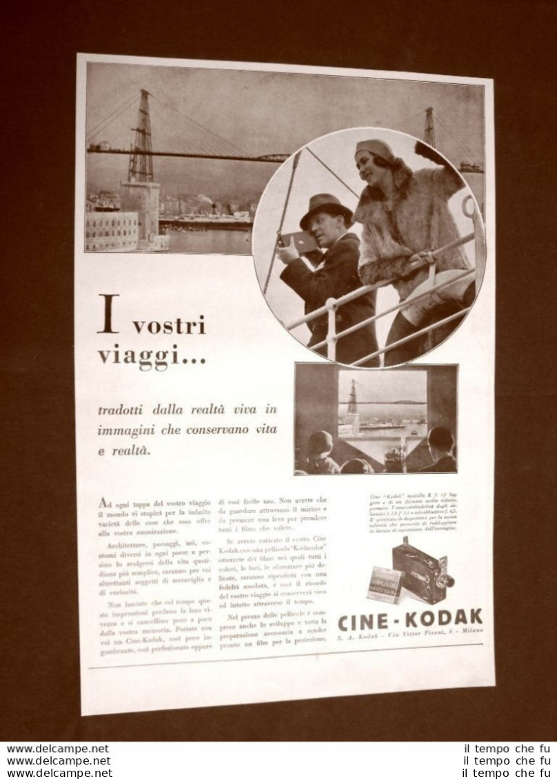 Pubblicità Dei Primi Del '900 Telecamera Cine - Kodak Modello K F 1,90 Leggero - Autres & Non Classés