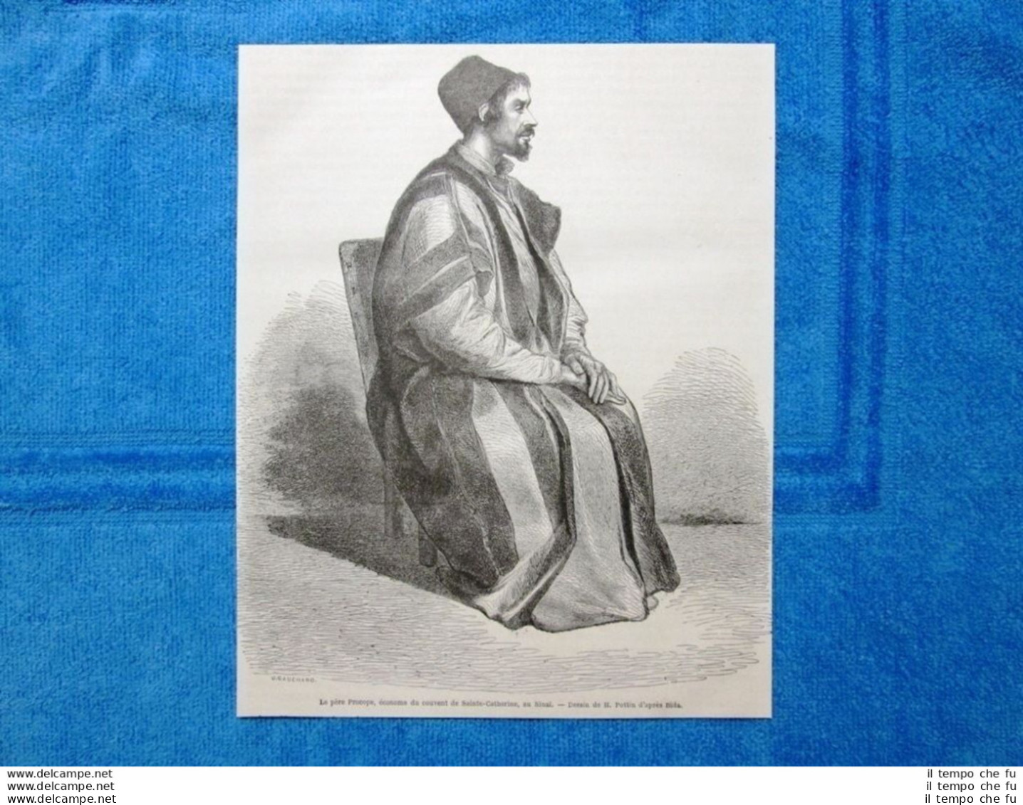 Gravure Année 1864 - Le Père Procope, Sinai(Egypte) - Il Padre Procopio(Egitto) - Before 1900