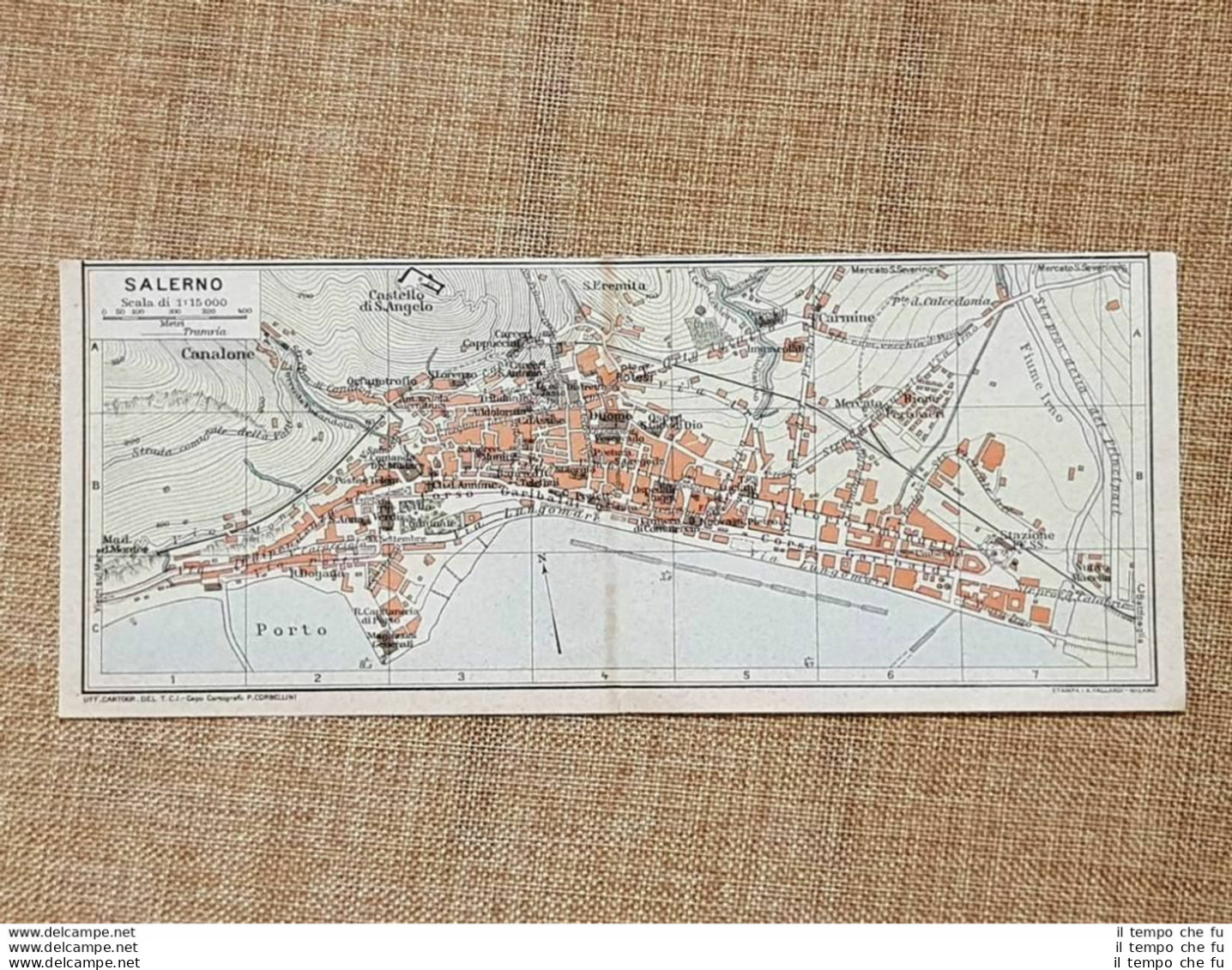 Carta Geografica, Pianta O Piantina Del 1927 La Città Di Salerno Campania T.C.I. - Other & Unclassified
