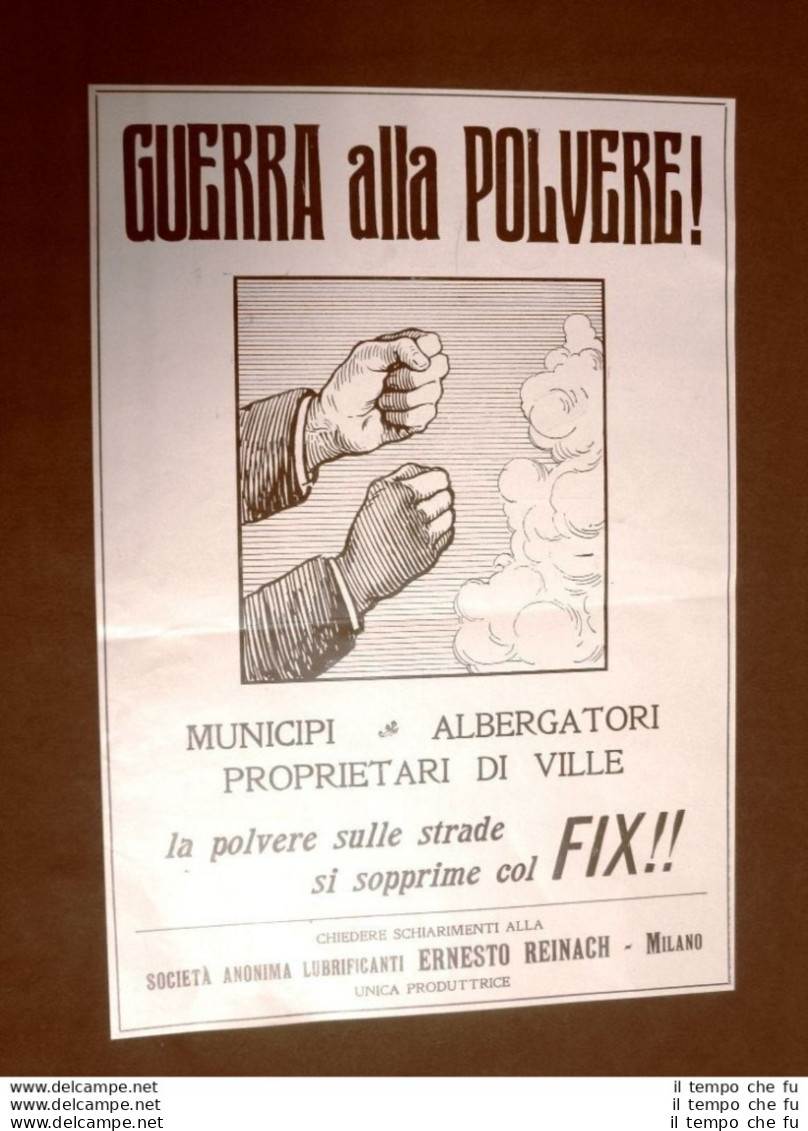 Pubblicità Del 1924 Fix Guerra Alla Polvere Lubrificanti Ernesto Reinach Milano - Andere & Zonder Classificatie