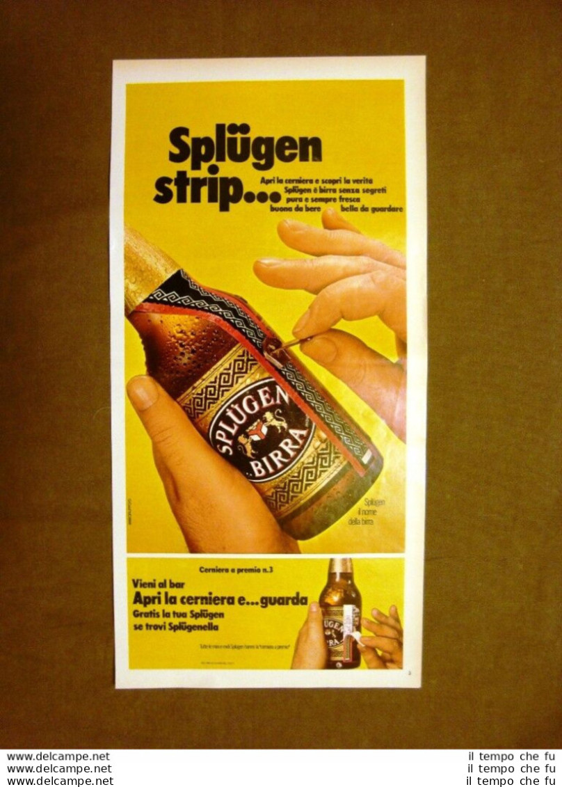Birra Splugen Strip… Apri La Cerniera E Guarda Pubblicità Vintage Anni '70 - Altri & Non Classificati