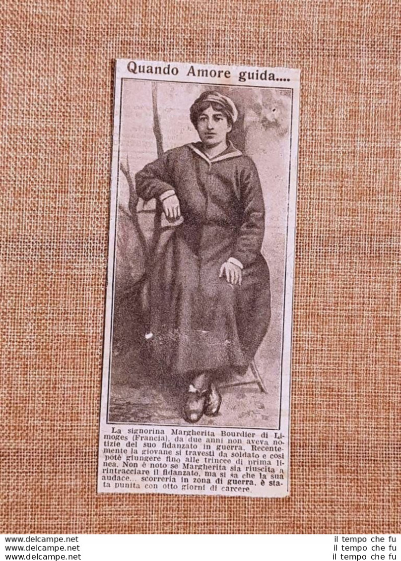 Margherita Bourdier Di Limoges Nel 1917 Travestita Da Uomo Trovare Fidanzato WW1 - Autres & Non Classés