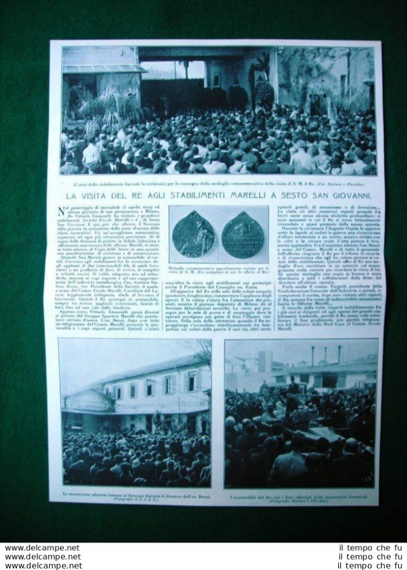 Nel 1922 Sesto San Giovanni Visita Re Stabilimenti Marelli Principe Eugenio - Andere & Zonder Classificatie