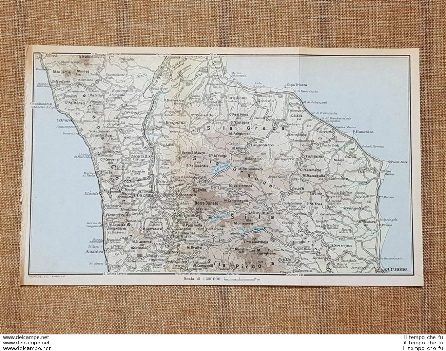 Carta Geografica O Mappa Del 1937 La Sila Botte Donato Crotone Calabria T.C.I. - Geographische Kaarten