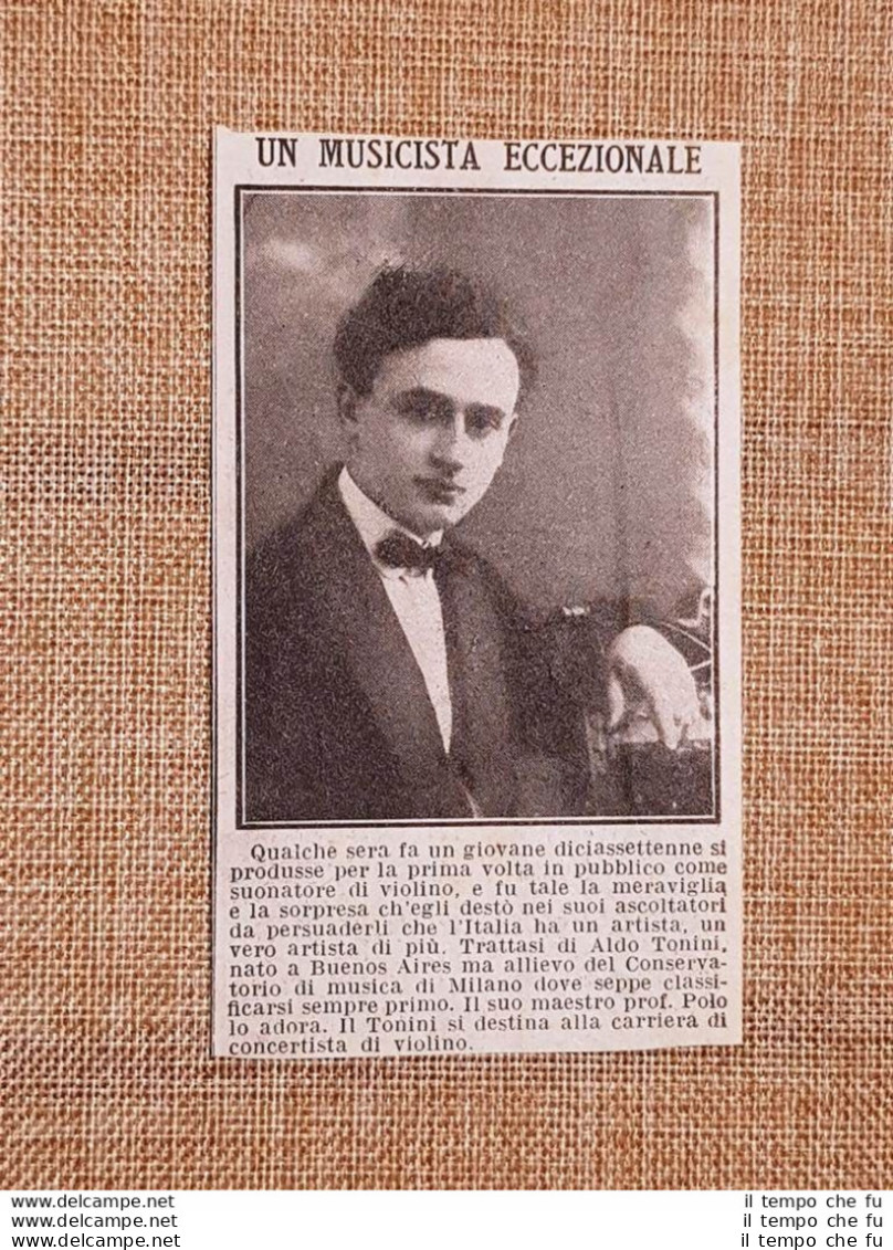 Aldo Tonini Di Buenos Aires Nel 1914 Violinista Del Conservatorio Di Milano - Sonstige & Ohne Zuordnung