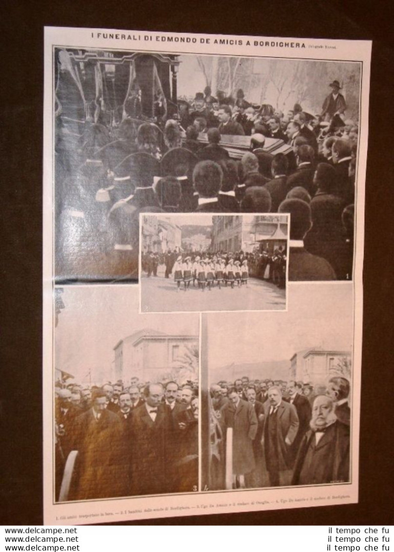 Bordighera Nel 1908 Funerale Di Edmondo De Amicis Ugo De Amicis Sindaci - Altri & Non Classificati