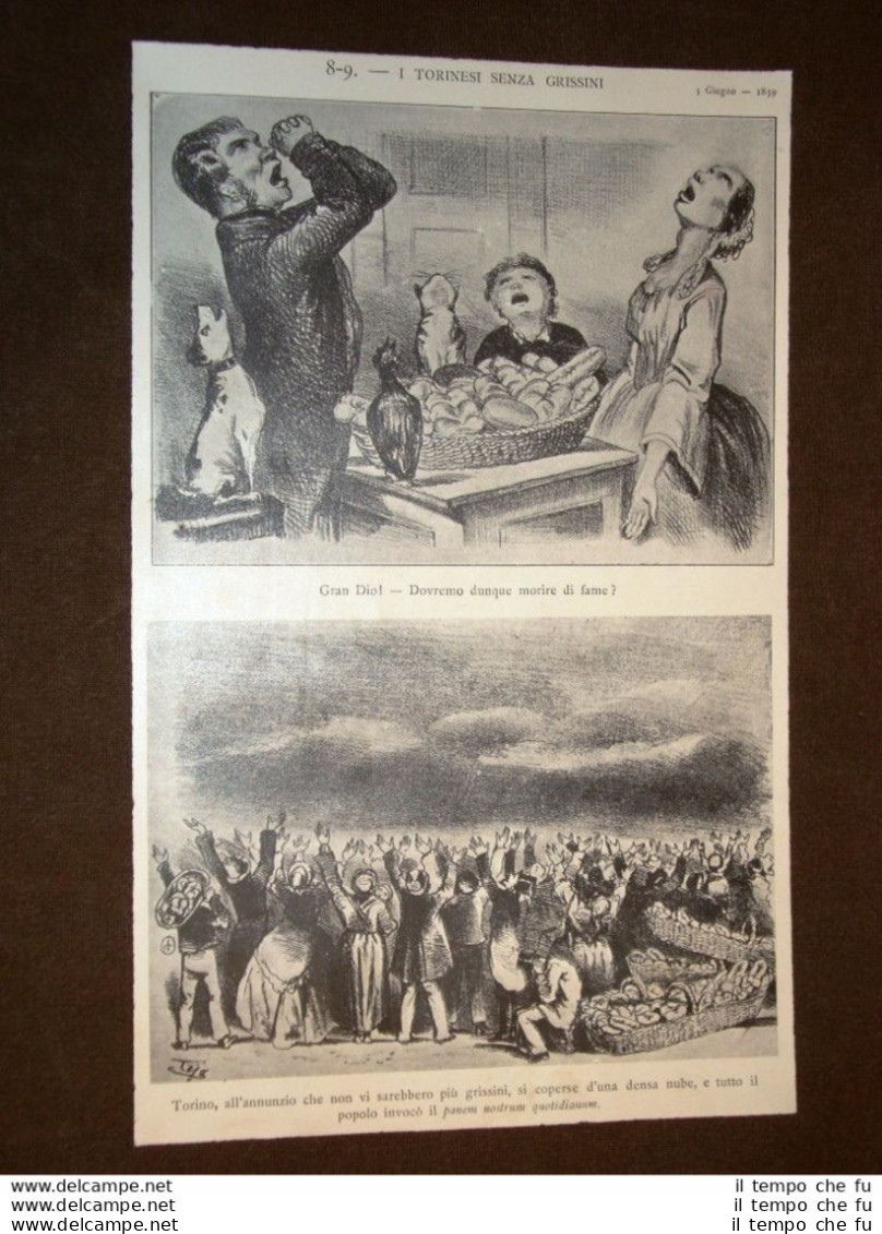 Caricatura Teja Apparsa Sul Pasquino Torino O Grissinopoli Senza Grissini 1859 - Other & Unclassified