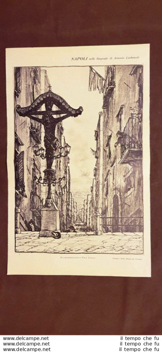 Napoli Nelle Litografie Di Antonio Carbonati Nel 1926 Vico Croce E Via Toledo - Autres & Non Classés