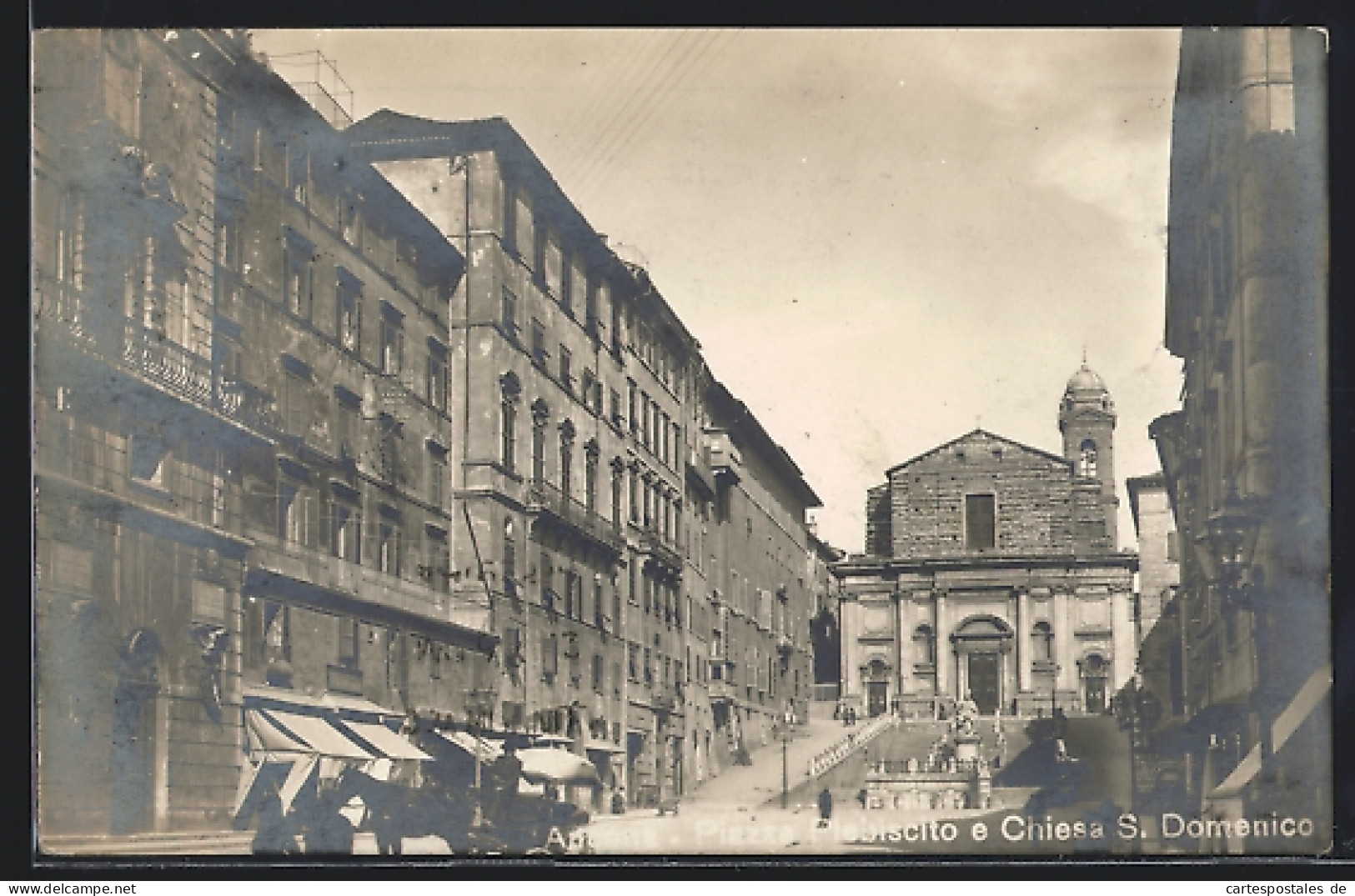 Cartolina Ancona, Piazza Plebiscito E Chiesa S. Domenico  - Ancona