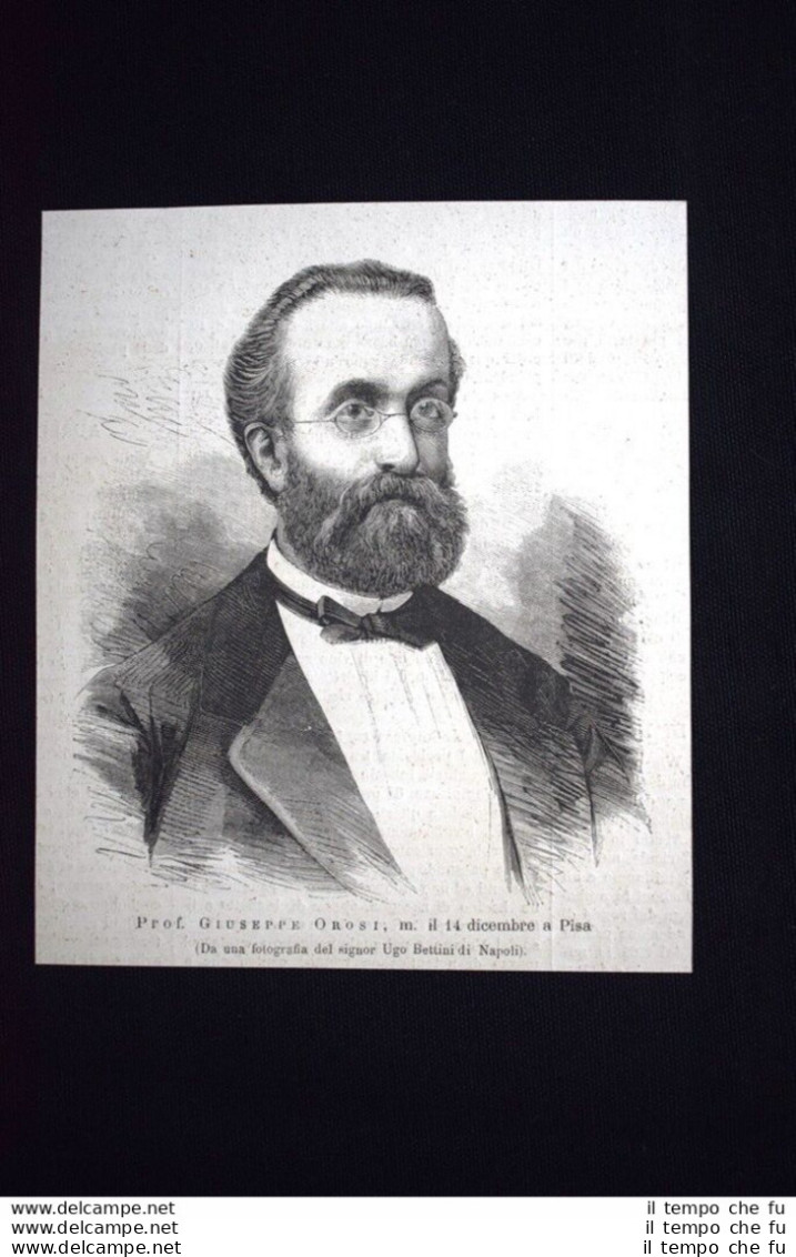 Prof. Giuseppe Orosi, Morto Il 14 Dicembre 1875 A Pisa Incisione Del 1876 - Before 1900