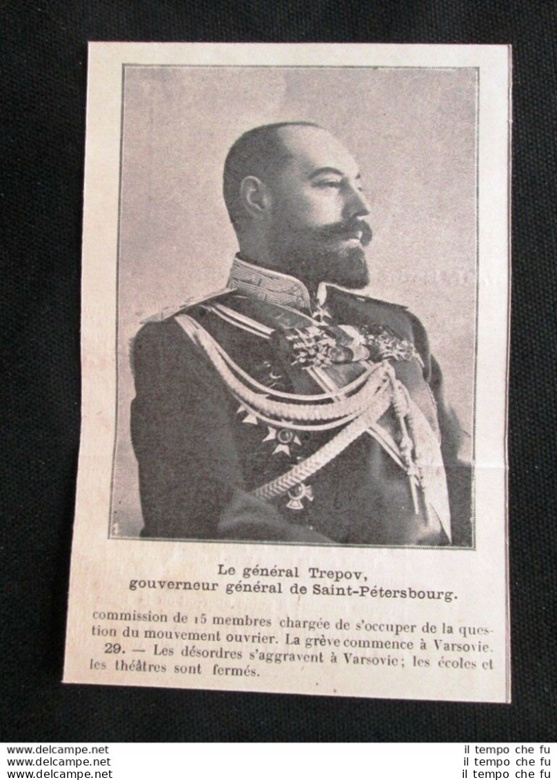 Il Generale Trepov, Governatore Generale Di San Pietroburgo Stampa Del 1905 - Other & Unclassified