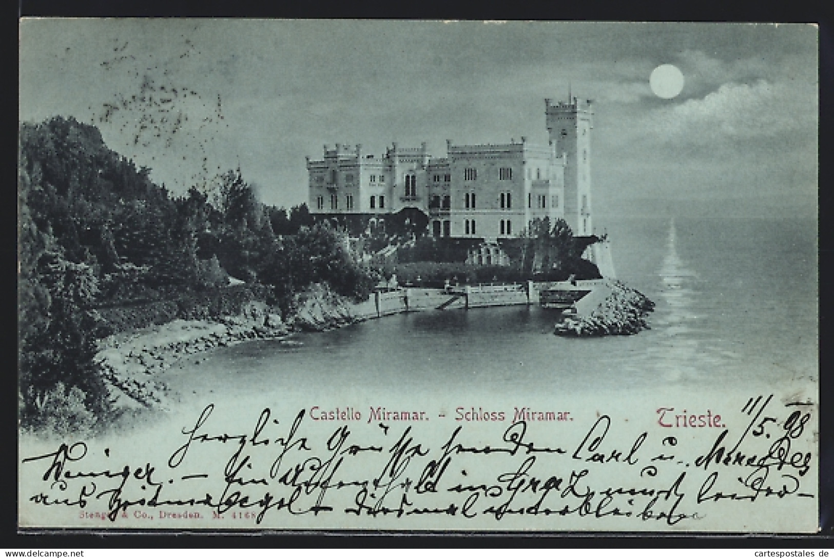 Lume Di Luna-Cartolina Trieste, Castello Miramar  - Trieste (Triest)