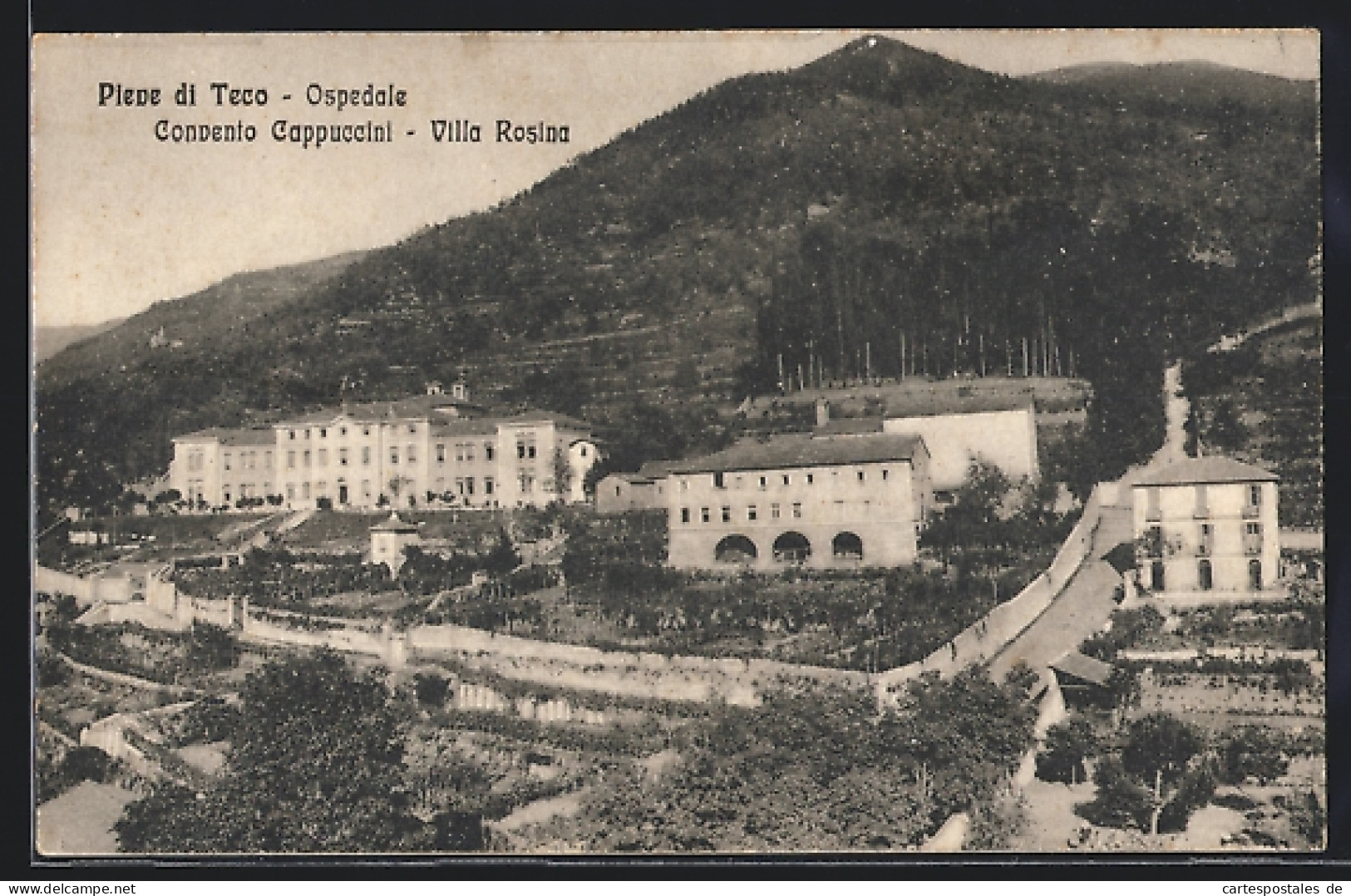 Cartolina Pieve Di Teco, Ospedale, Convento Cappuccini & Villa Rosina  - Other & Unclassified