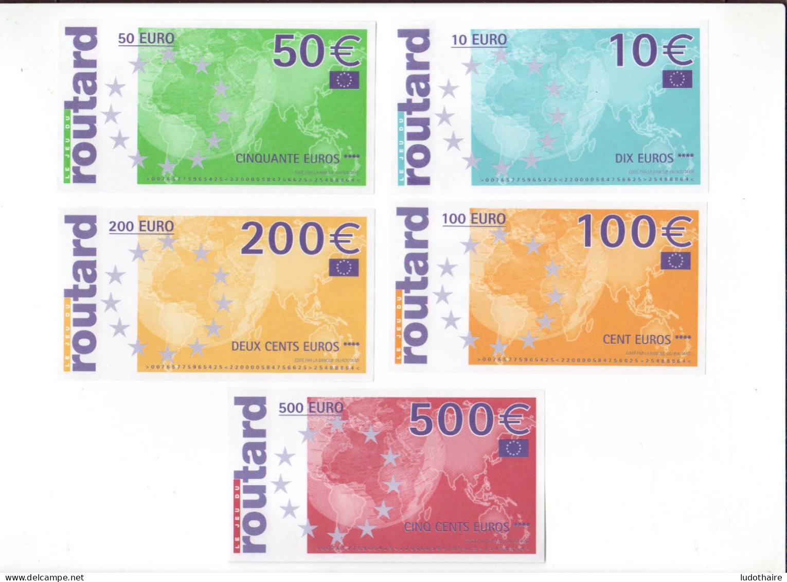 5 Billets De Jeu Du Routard, Euro, - Specimen