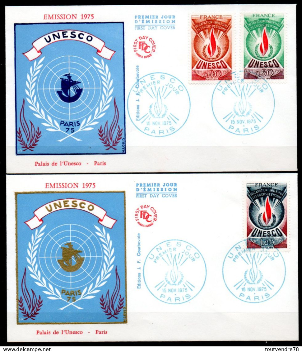 FDC75-51 : Dept 75 PARIS UNESCO 1975 (2 Enveloppes) - 1970-1979