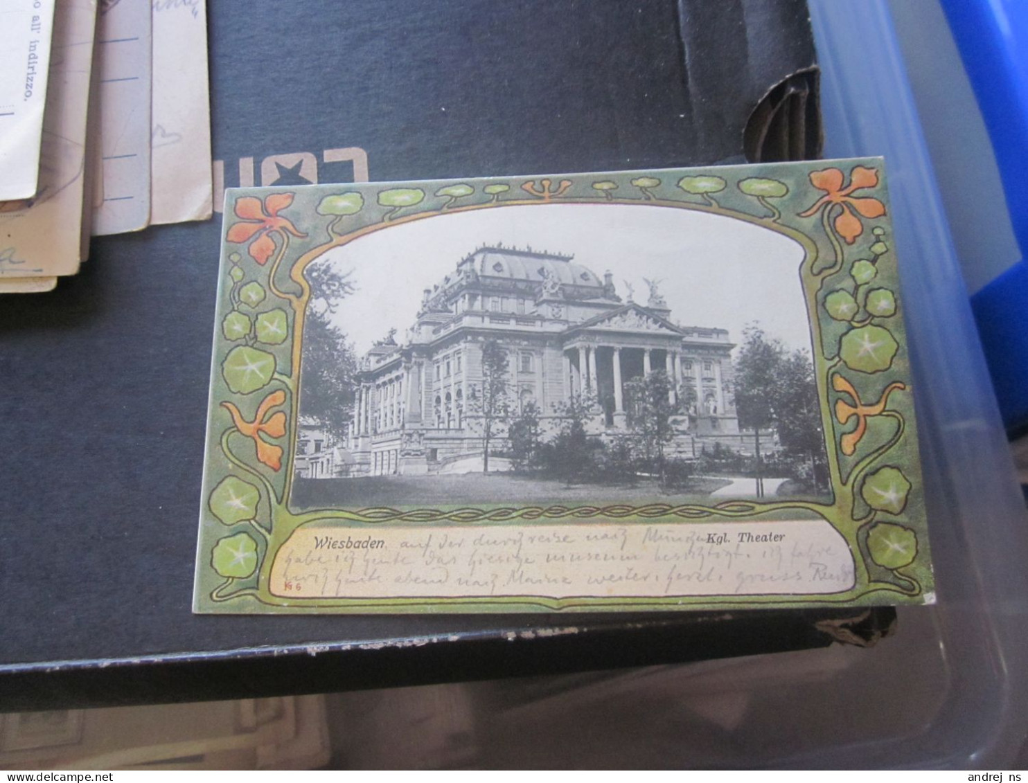 Wiesbaden Kgl Theater Litho Old Postcards  Train Post Zug Frankfurt - Andere & Zonder Classificatie