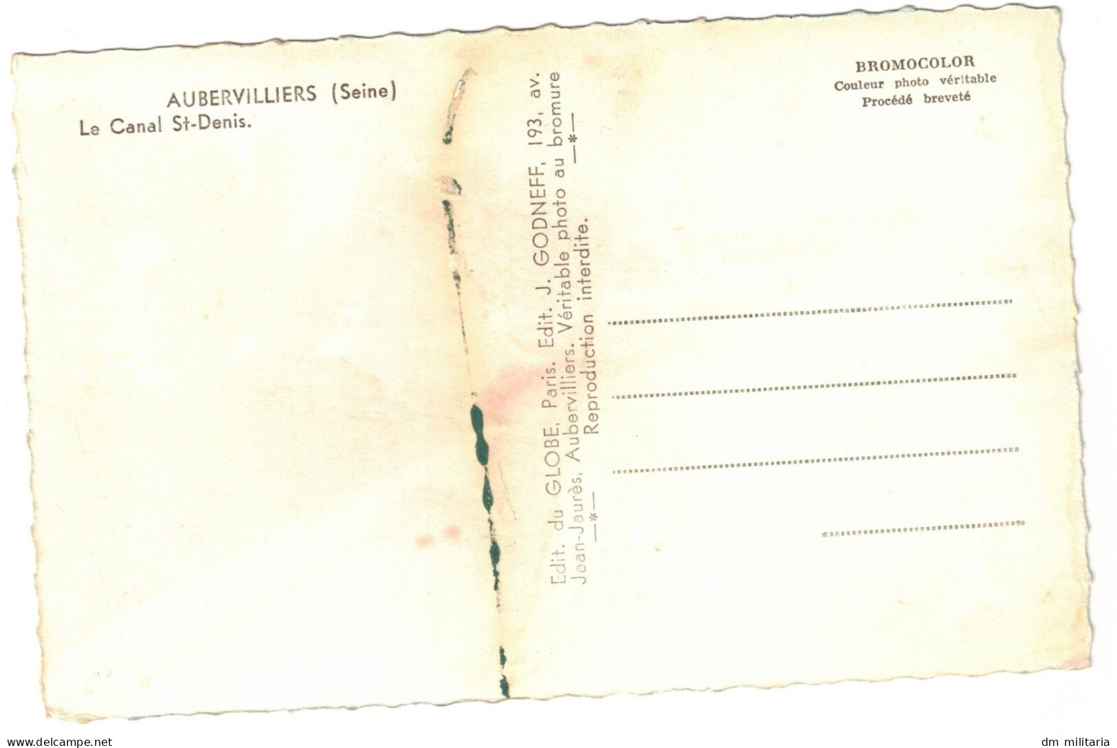 93 - CARTE DANS L'ÉTAT : AUBERVILLIERS - LE CANAL St-DENIS - BELLE VUE SUR PÉNICHES - REMORQUEUR ?  - BATELLERIE - SEINE - Binnenschepen