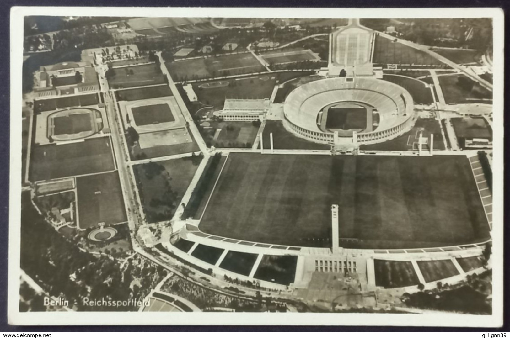 Foto-AK Berlin, Reichssportfeld, Hansa-Luftbild, MiNr. DR 617 MeF, 1936 Gel. - Storia Postale