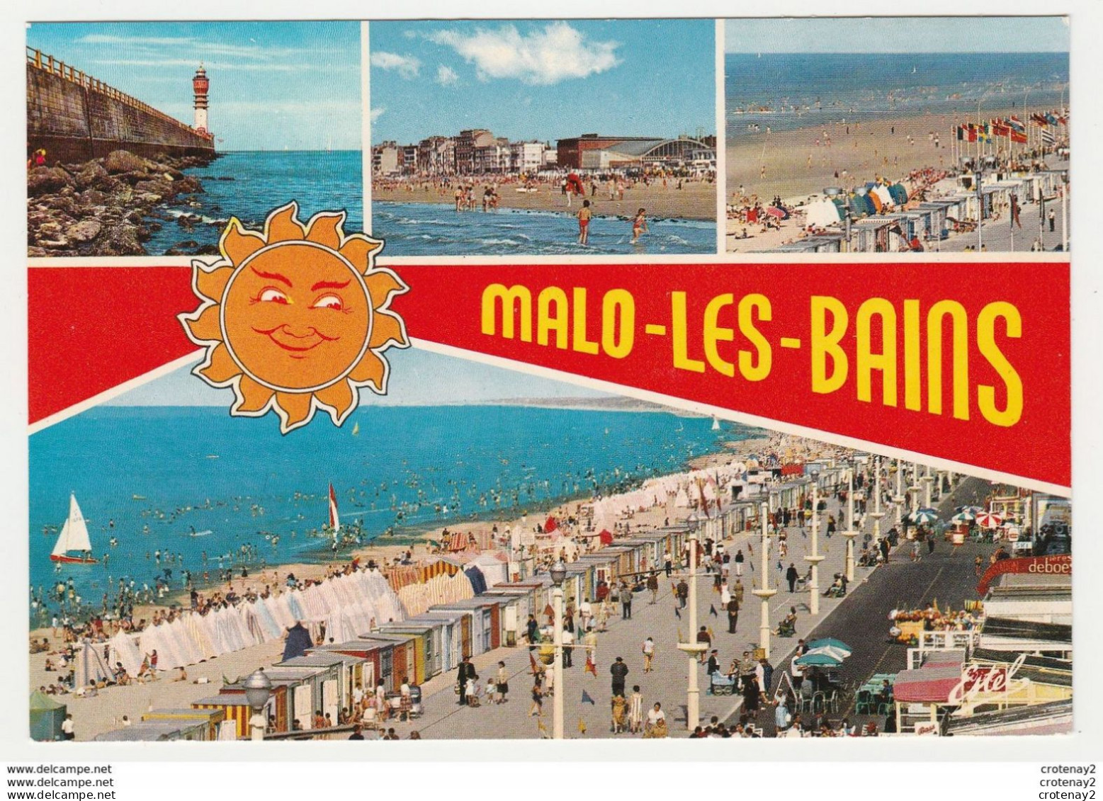 59 MALO LES BAINS En 4 Vues N°2.819 Phare Plage VOIR ZOOM Landau Ancien Cabines Voilier VOIR DOS - Malo Les Bains