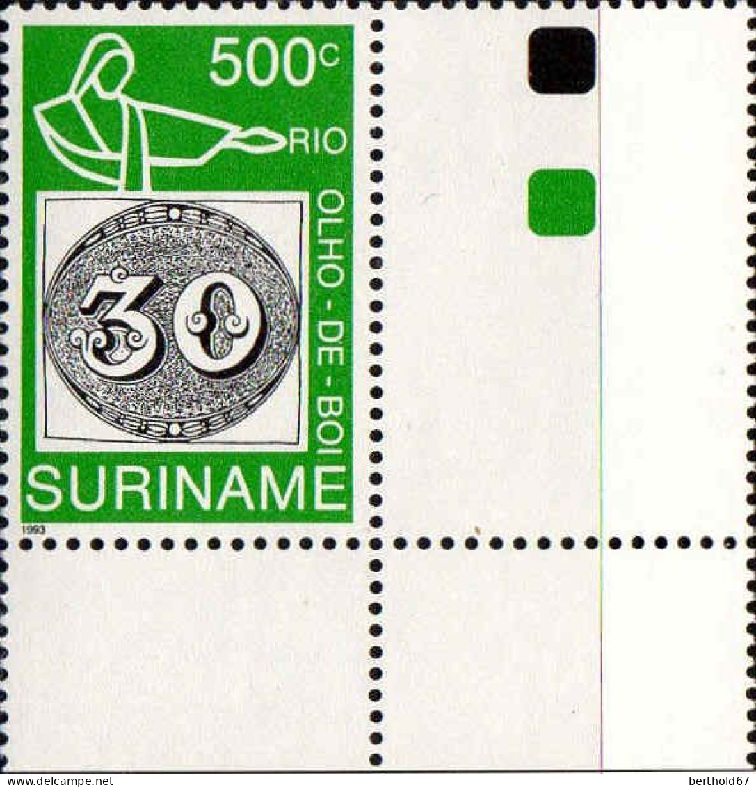 Suriname Poste N** Yv:1297/1299 Exposition Philatélique Brasiliana'93 Coin De Feuille - Filatelistische Tentoonstellingen