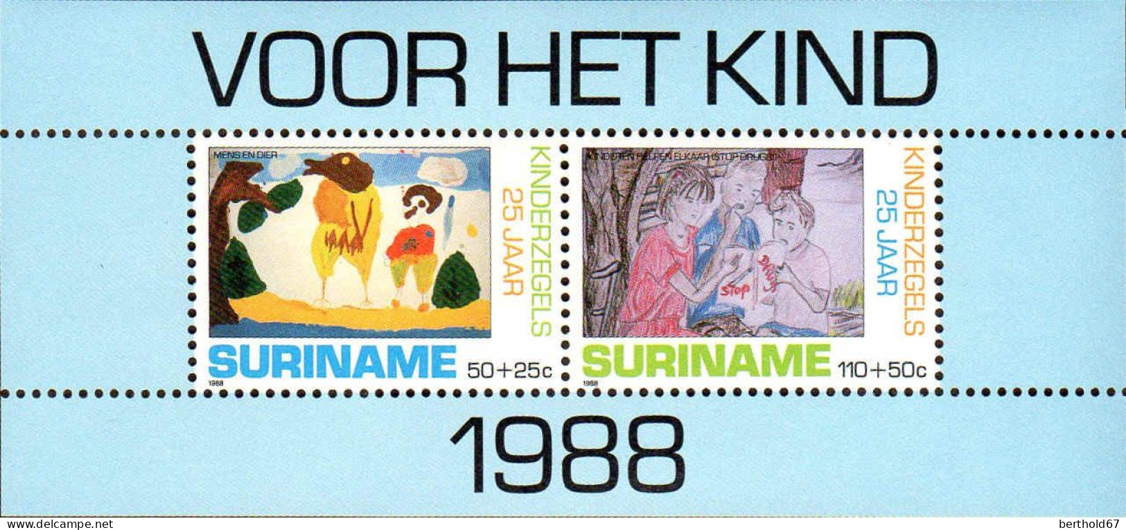 Suriname Bloc N** Yv:54 Voor Het Kind Dessin D'enfants - Autres & Non Classés