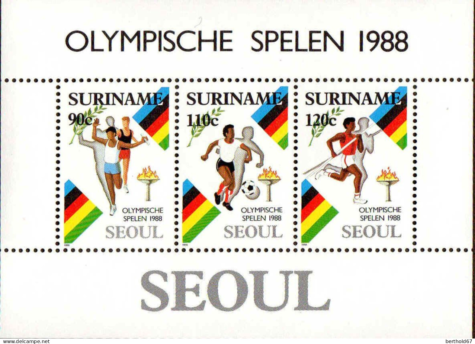 Suriname Bloc N** Yv:52 Mi:47 Olympische Speele Seoul - Sommer 1988: Seoul