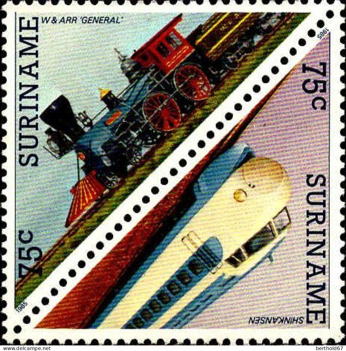 Suriname Poste N** Yv:1002/1013 Locomotives - Eisenbahnen